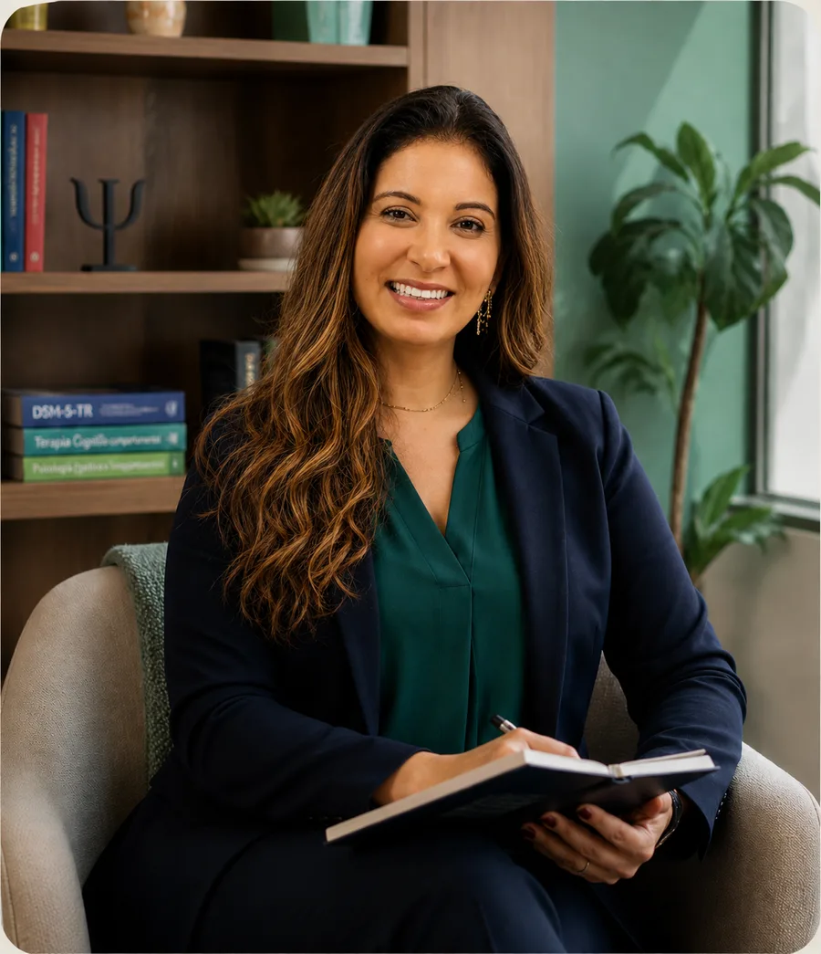 Daiany Bartolomeu Barreto, idealizadora do Instituto PsicoDay, em seu consultório
